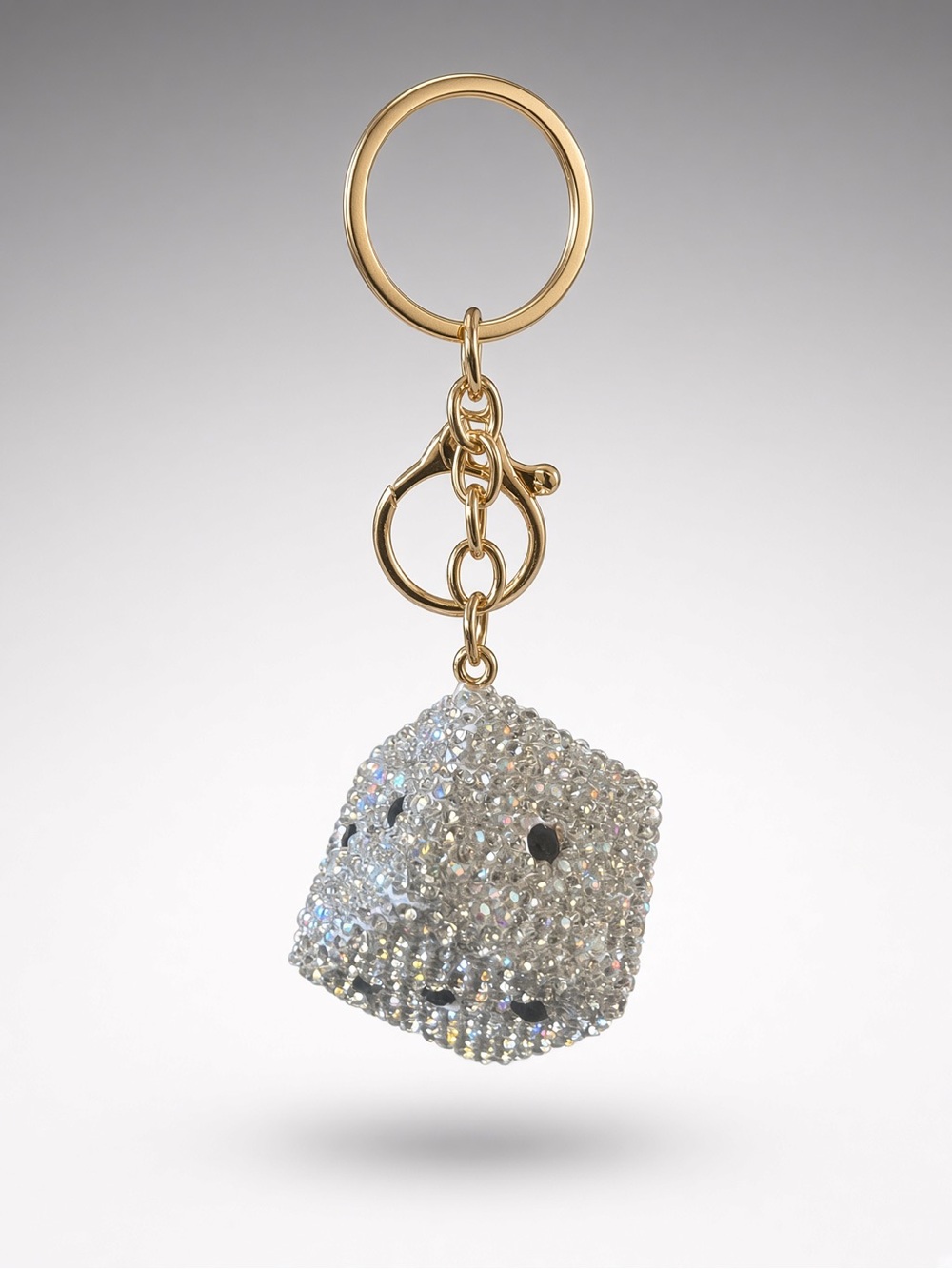 Crystal rhinestone Dice charm Keychain